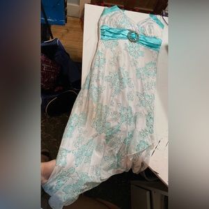 Taboo Turquois and White Prom Dress